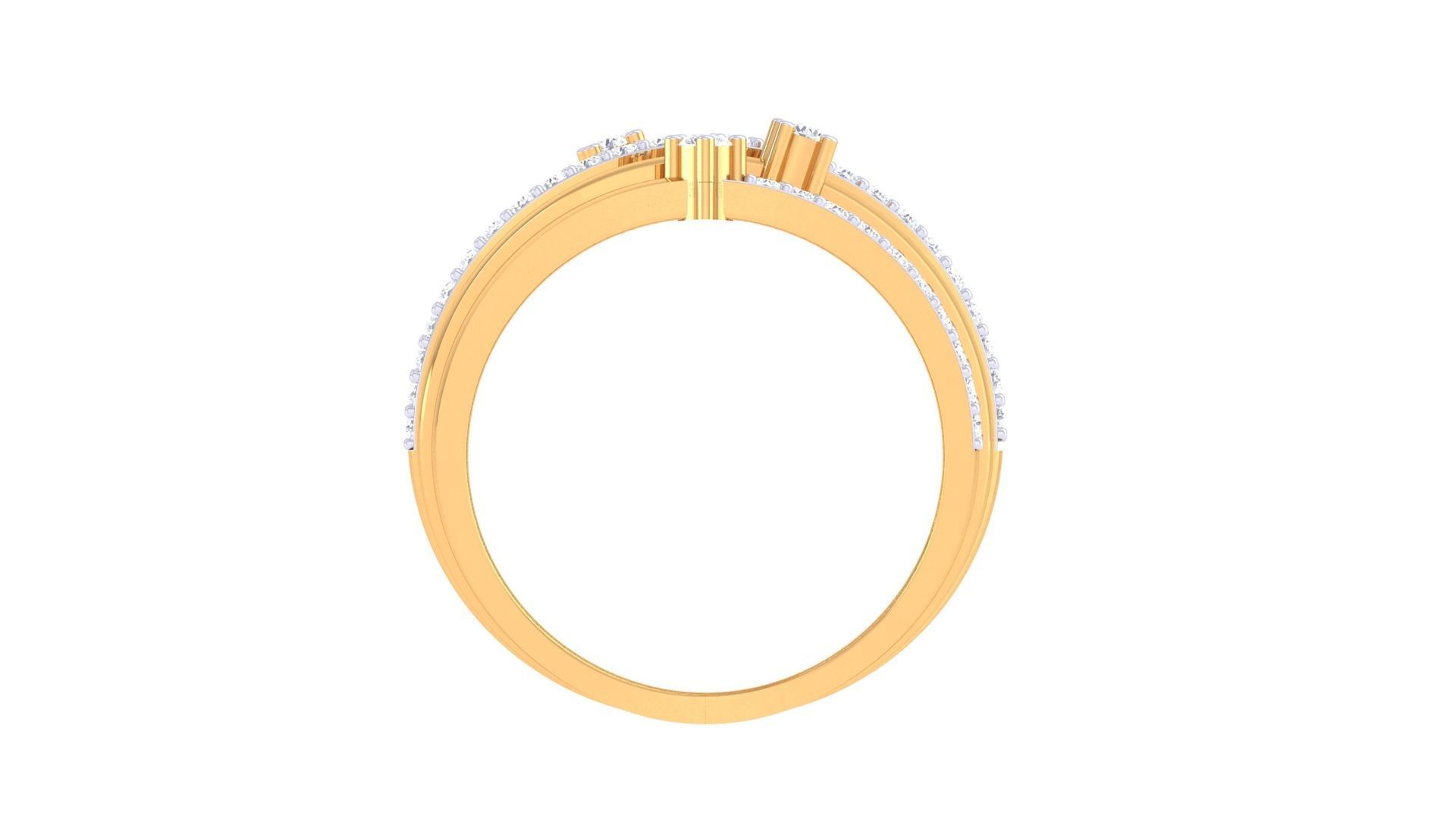 Wire High Jewelry Diamond Cocktail Ring 3dm stl obj mtl 3D print model_11