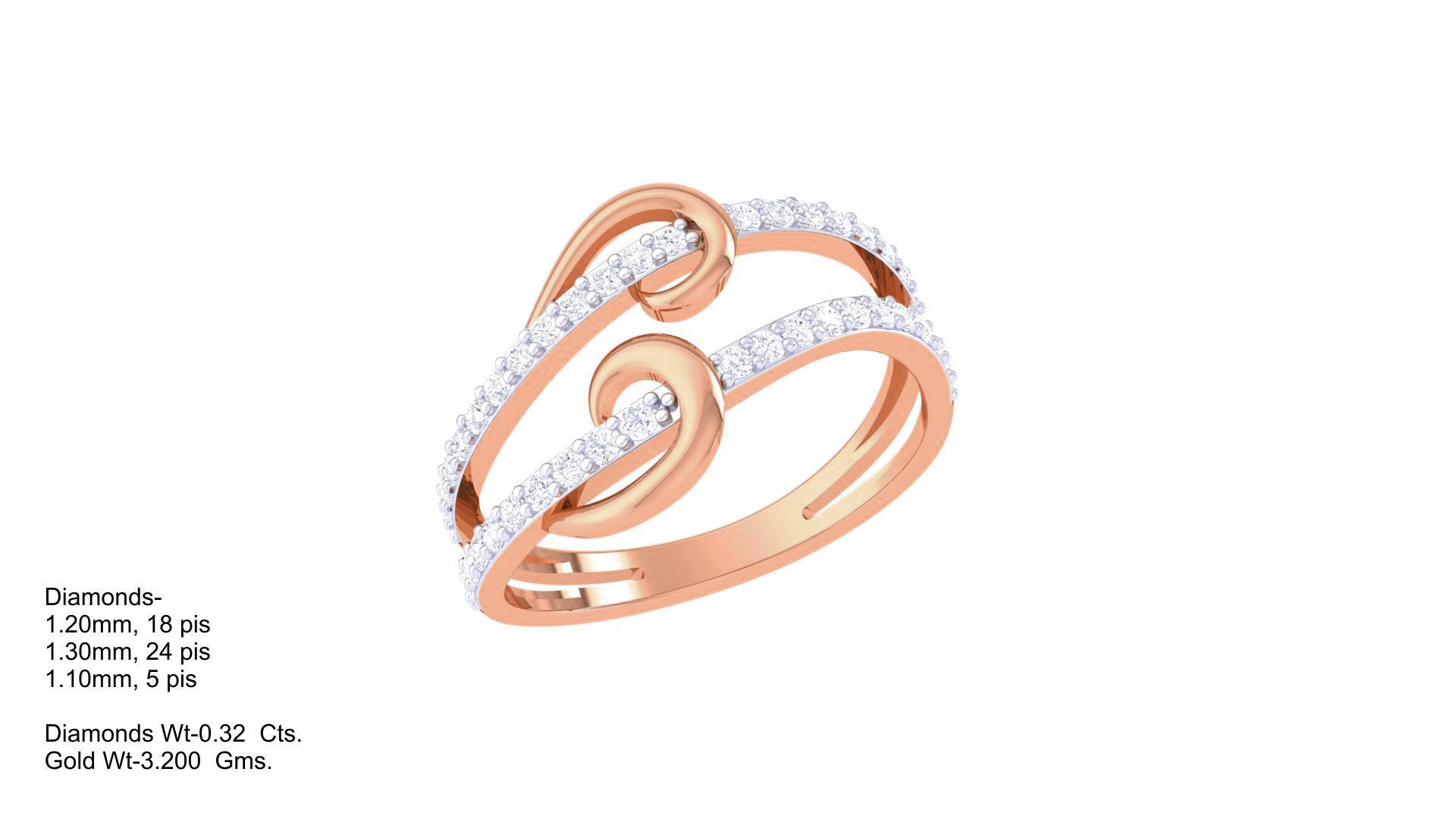 Wire High Jewelry Diamond Cocktail Ring 3dm stl obj mtl 3D print model_3