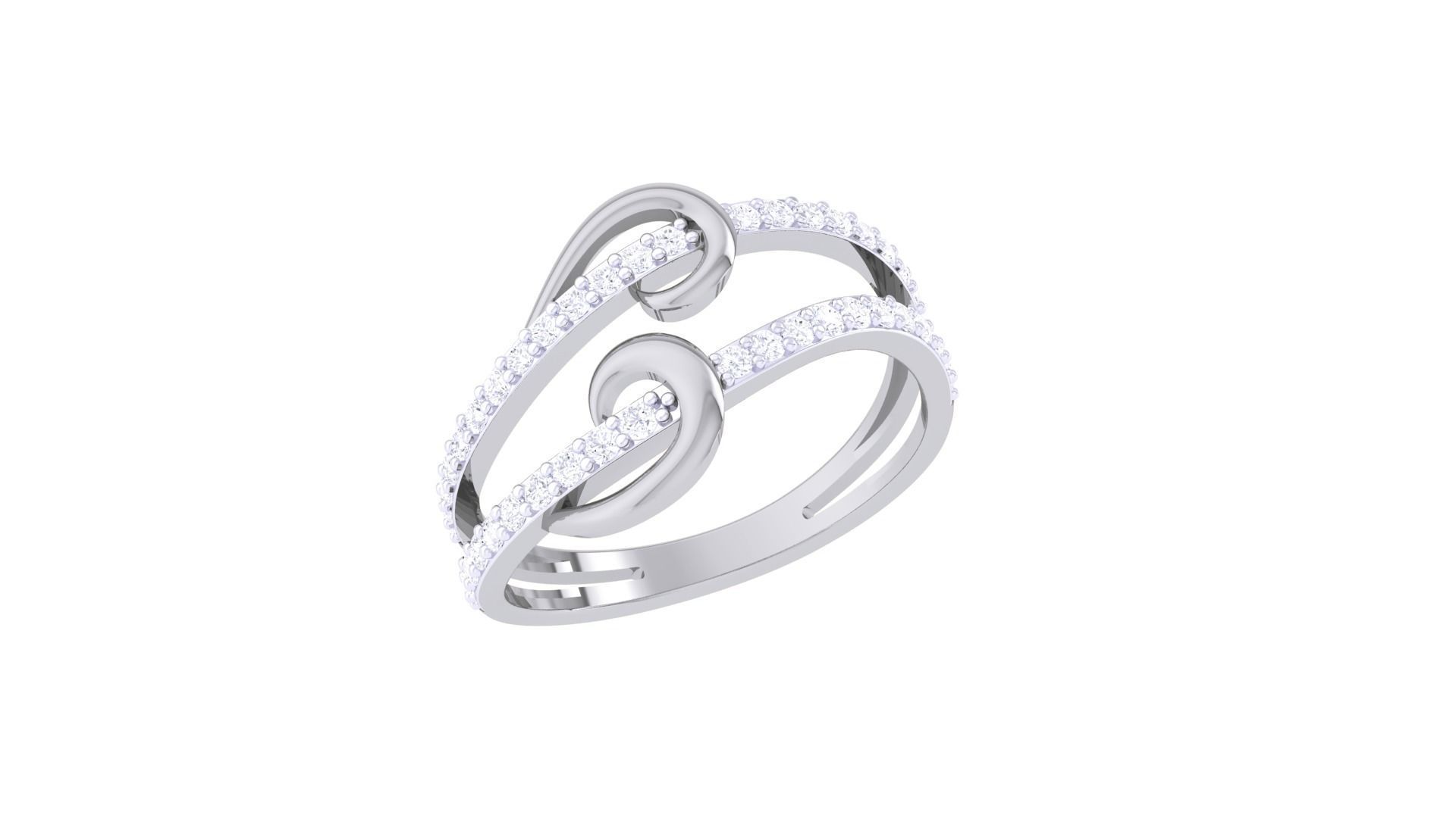 Wire High Jewelry Diamond Cocktail Ring 3dm stl obj mtl 3D print model_6