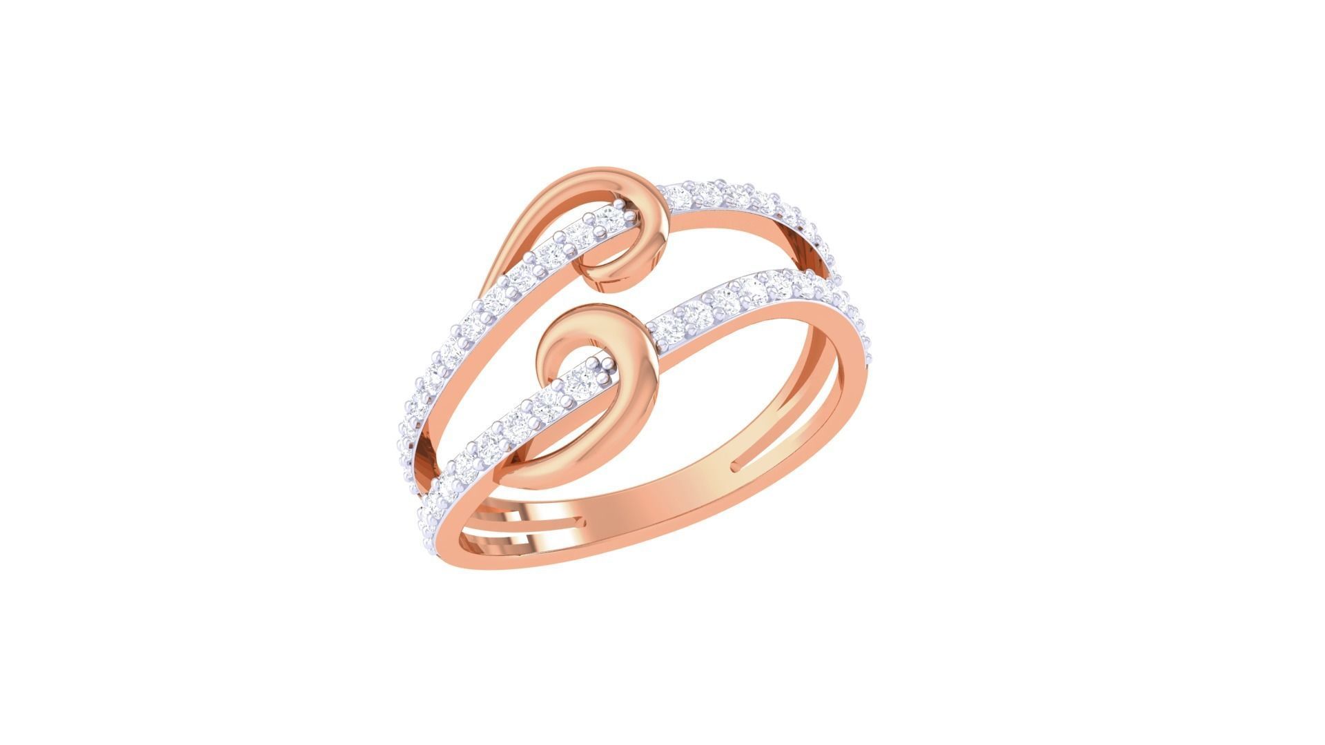 Wire High Jewelry Diamond Cocktail Ring 3dm stl obj mtl 3D print model_4