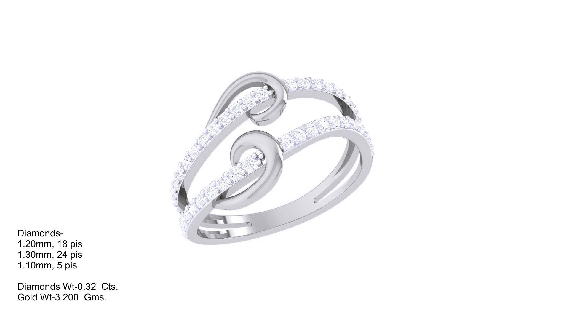 Wire High Jewelry Diamond Cocktail Ring 3dm stl obj mtl 3D print model_2