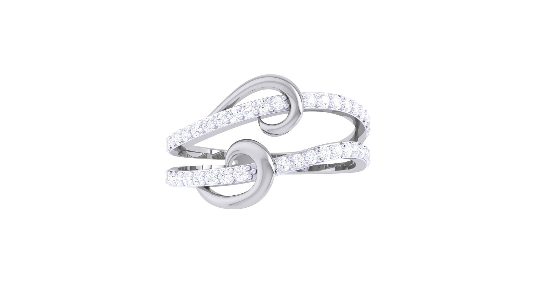 Wire High Jewelry Diamond Cocktail Ring 3dm stl obj mtl 3D print model_7