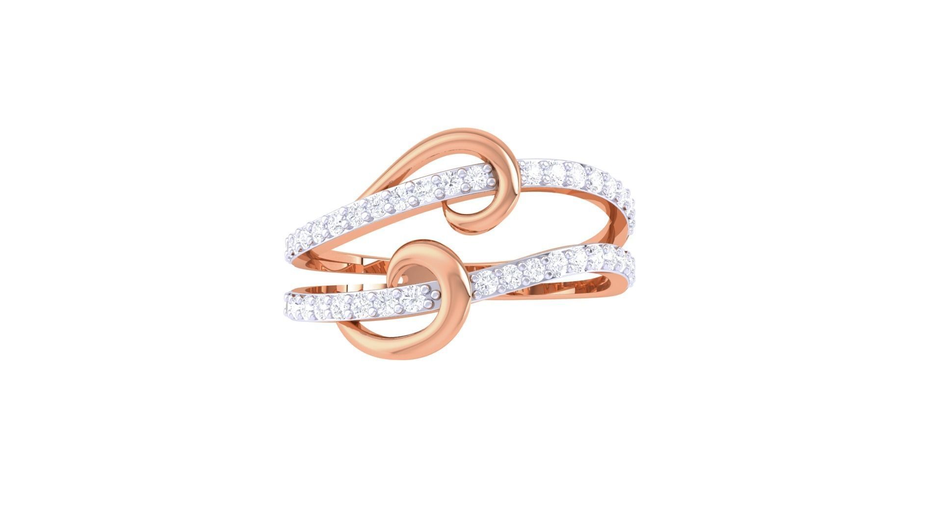 Wire High Jewelry Diamond Cocktail Ring 3dm stl obj mtl 3D print model_8