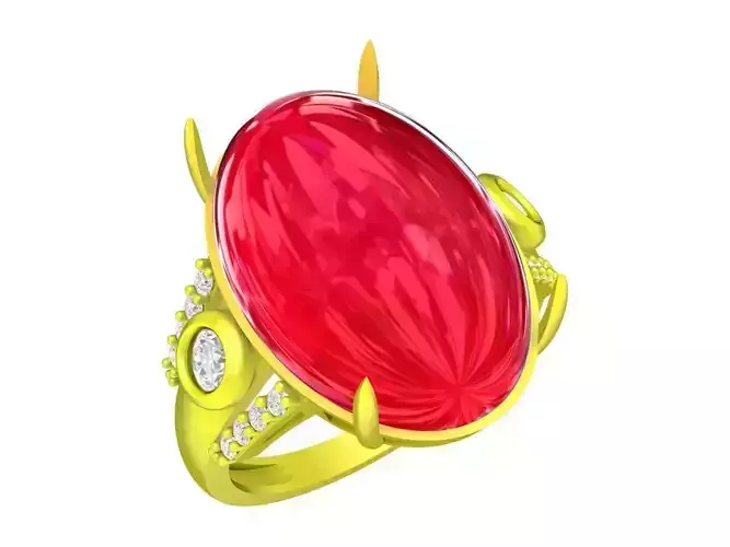 A5508 Diamond Women Ring Asian Oval Ruby Ring