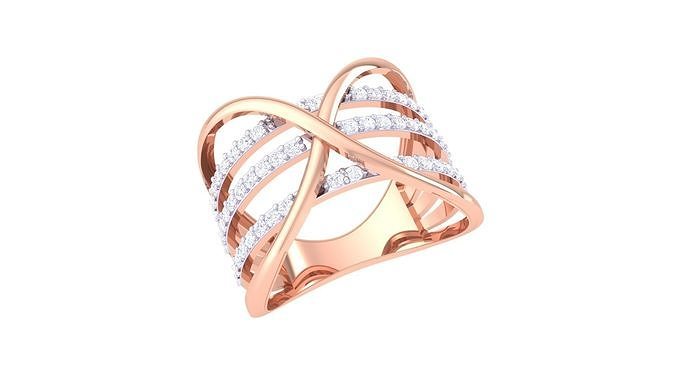 Wire High Jewelry Diamond Cocktail Ring 3dm stl obj mtl 3D print model