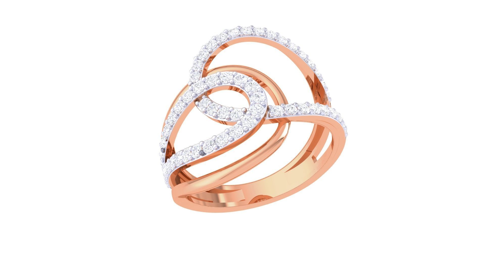 Wire High Jewelry Diamond Cocktail Ring 3dm stl obj mtl 3D print model_6