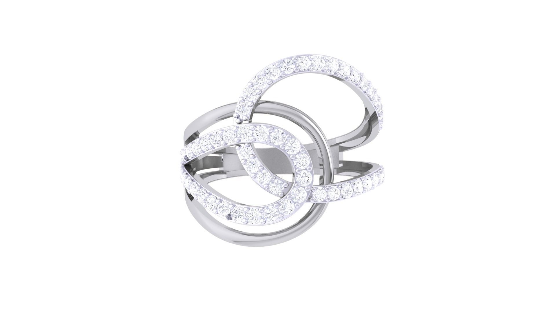 Wire High Jewelry Diamond Cocktail Ring 3dm stl obj mtl 3D print model_7