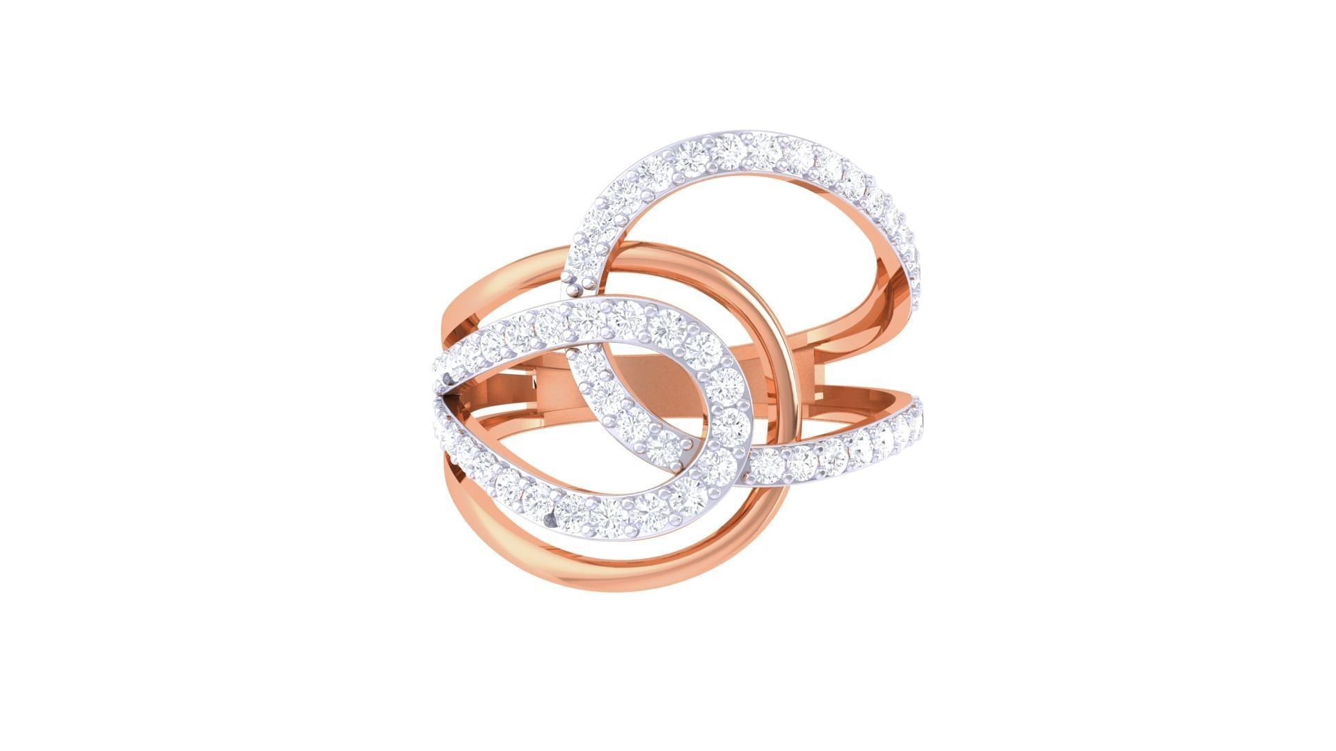 Wire High Jewelry Diamond Cocktail Ring 3dm stl obj mtl 3D print model_8