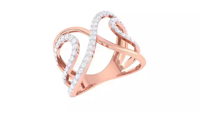 Wire High Jewelry Diamond Cocktail Ring 3dm stl obj mtl