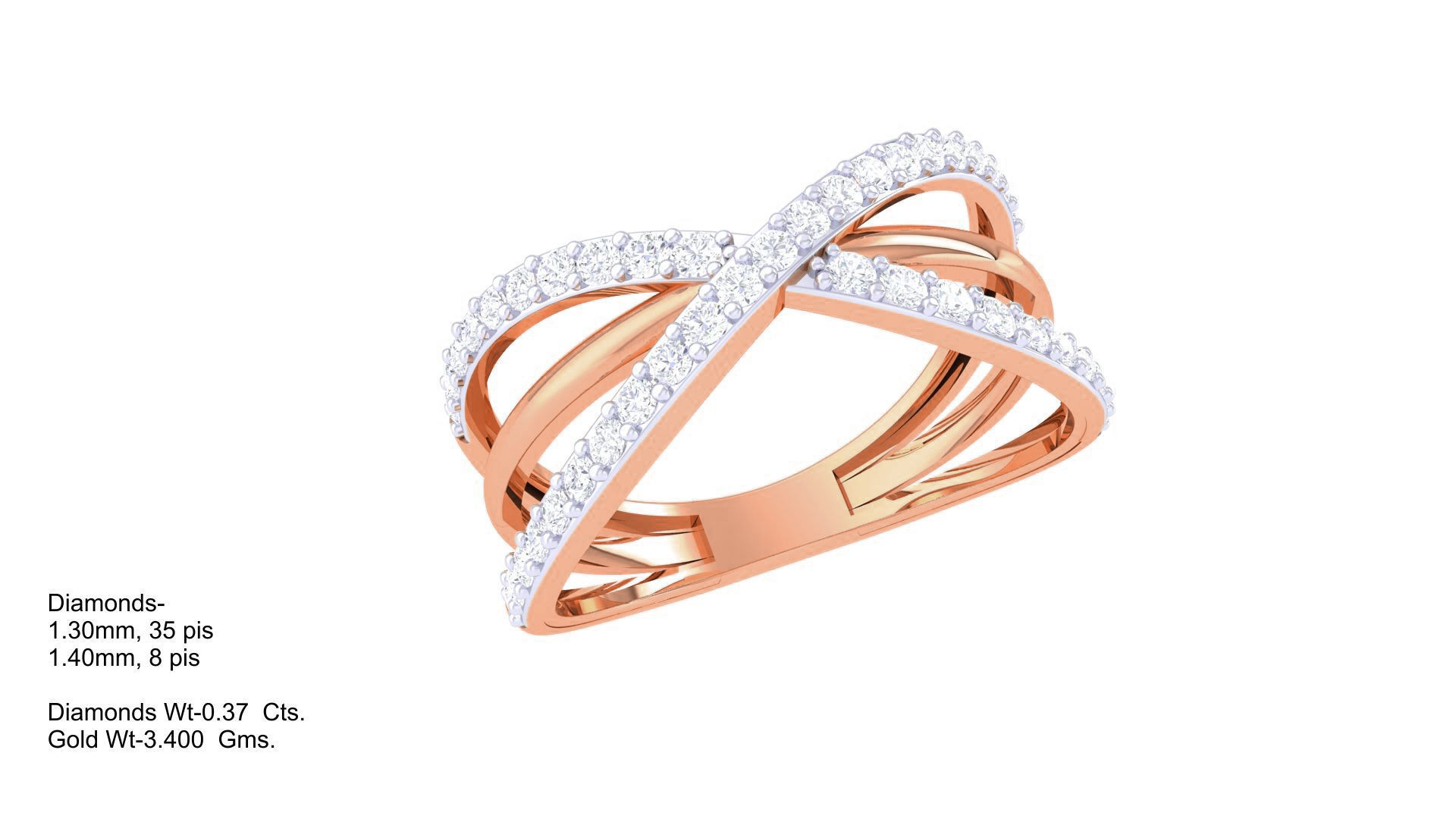 Wire High Jewelry Diamond Cocktail Ring 3dm stl obj mtl 3D print model_3