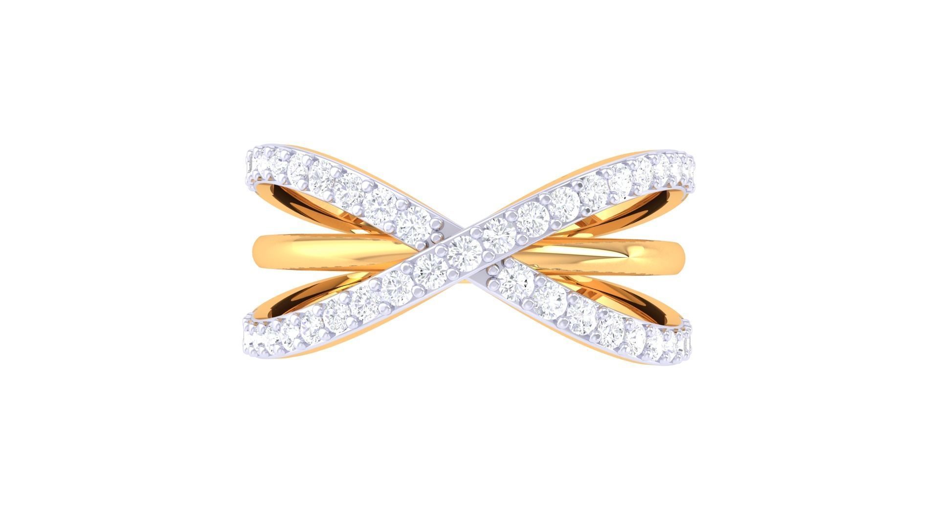 Wire High Jewelry Diamond Cocktail Ring 3dm stl obj mtl 3D print model_7