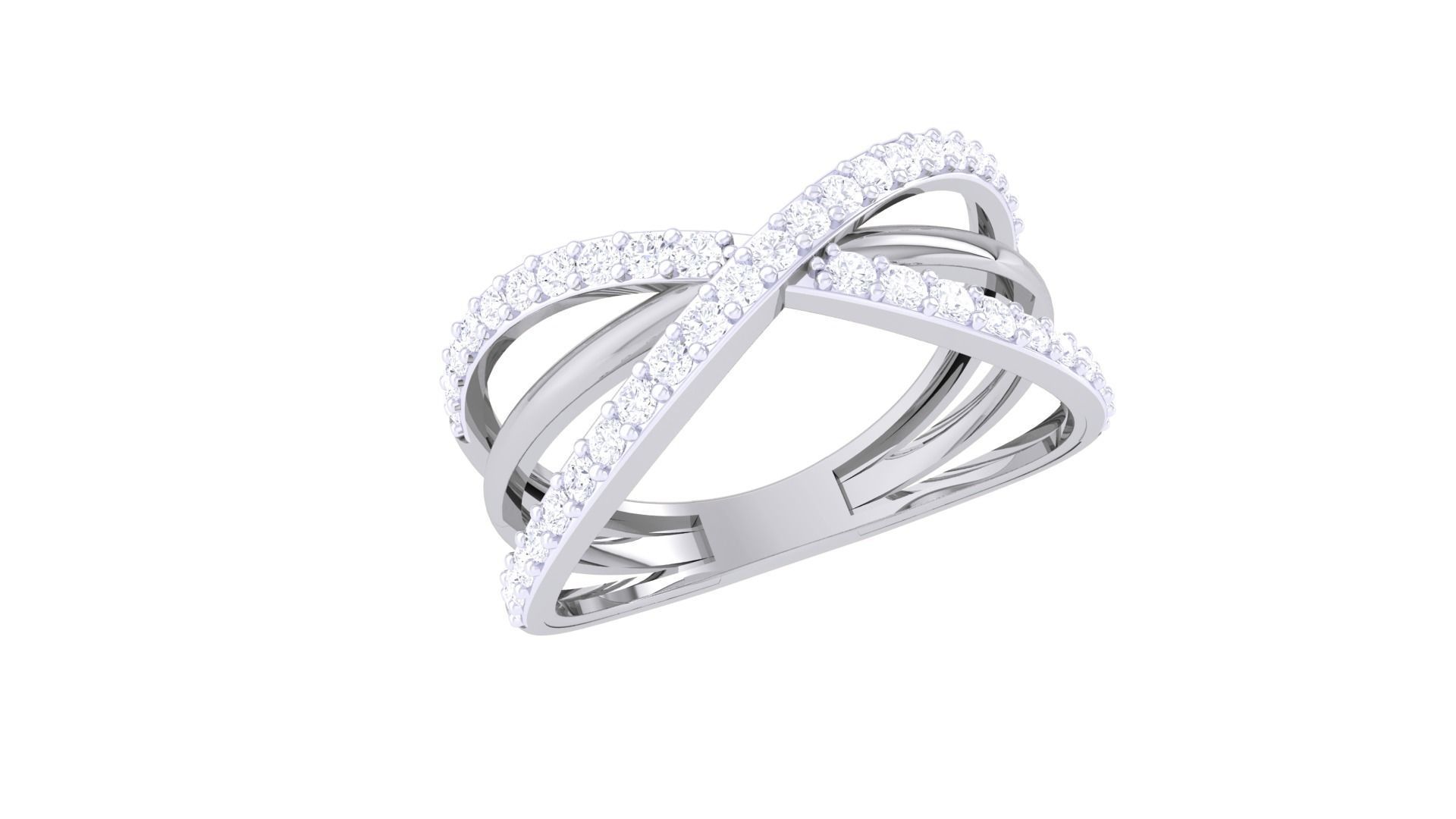 Wire High Jewelry Diamond Cocktail Ring 3dm stl obj mtl 3D print model_4