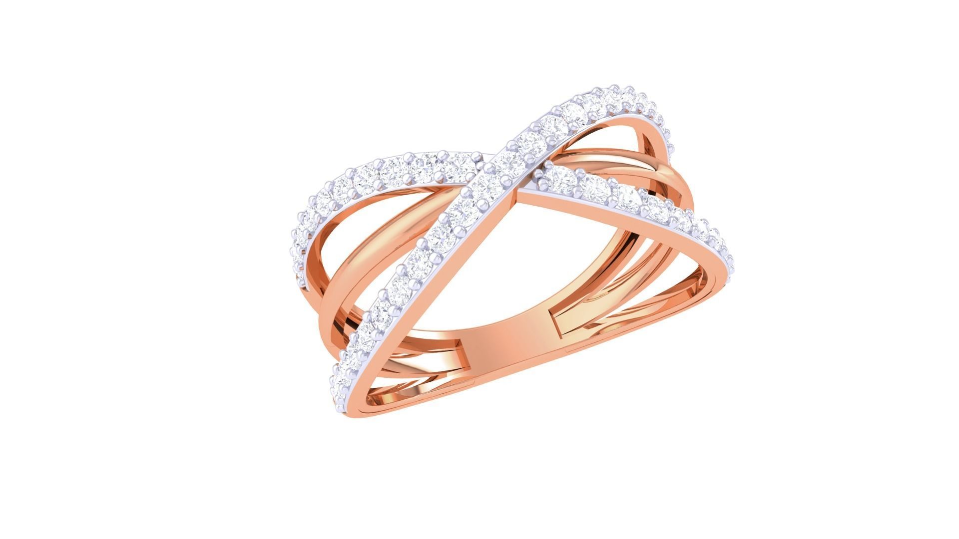 Wire High Jewelry Diamond Cocktail Ring 3dm stl obj mtl 3D print model_5