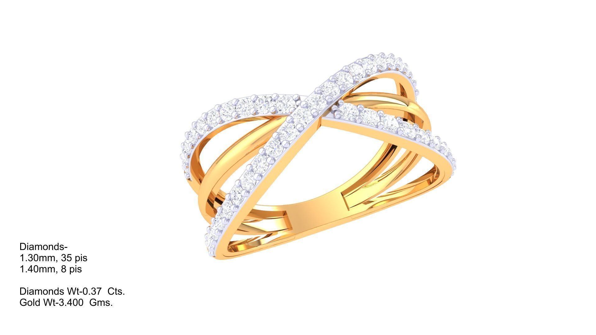 Wire High Jewelry Diamond Cocktail Ring 3dm stl obj mtl 3D print model_1