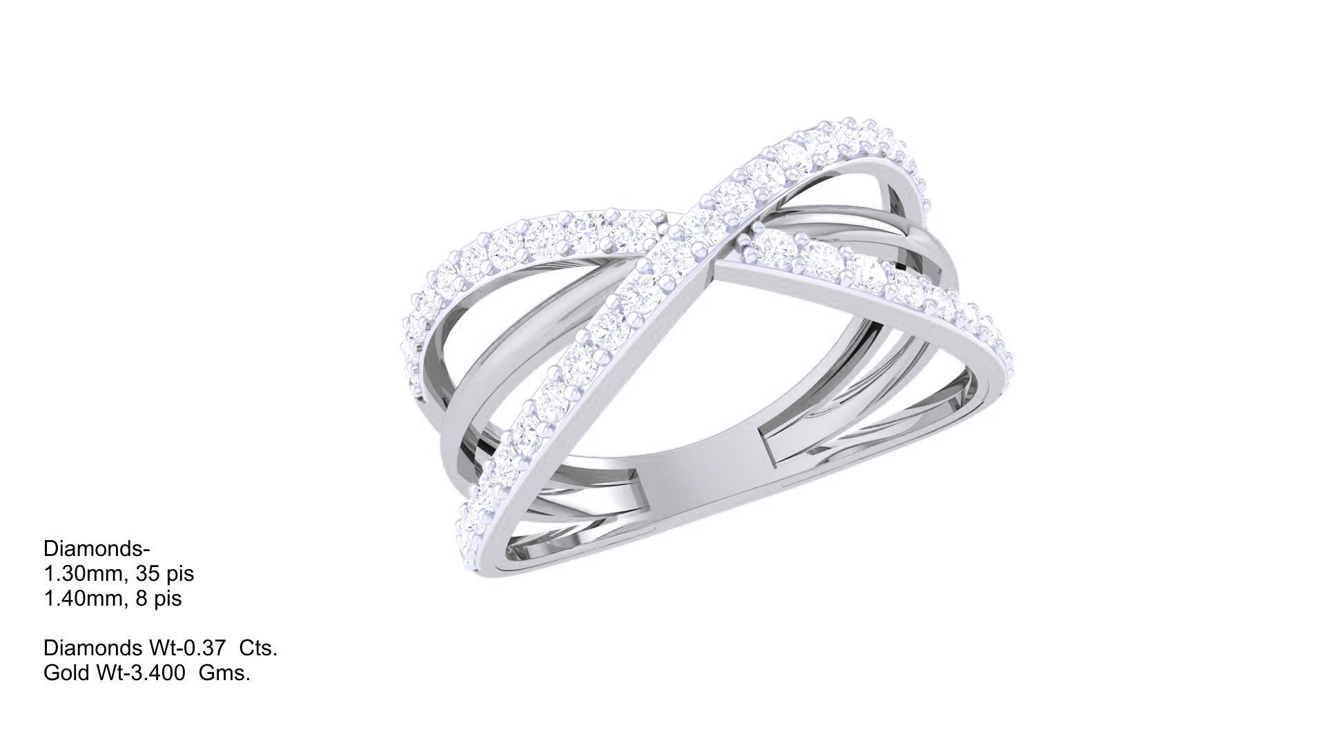 Wire High Jewelry Diamond Cocktail Ring 3dm stl obj mtl 3D print model_2