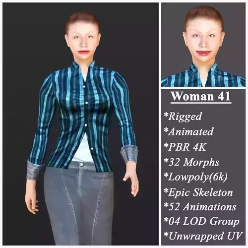 Woman 41 With 52 Animations 32 Morphs