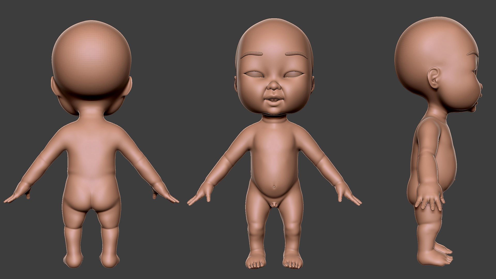Baby BaseMesh Low-poly 3D model_4