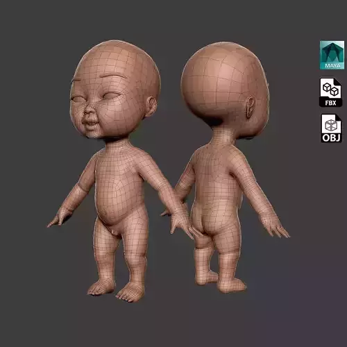 Baby BaseMesh Low-poly 3D model