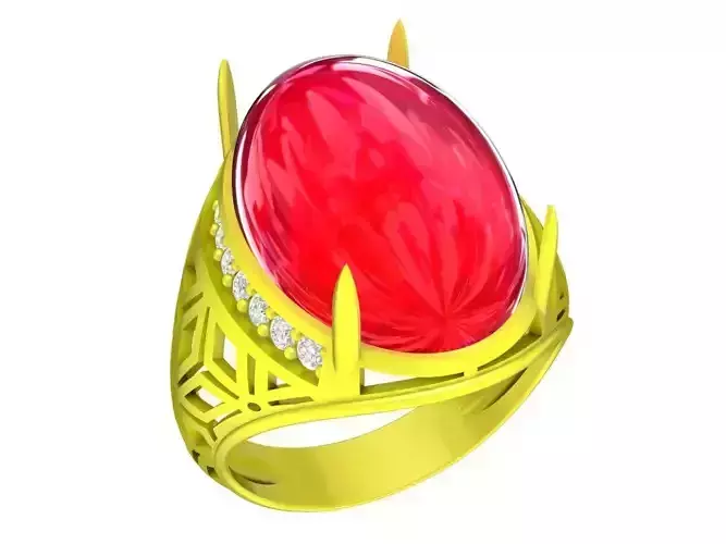 A5600 Diamond Women Ring Asian Oval Ruby Ring