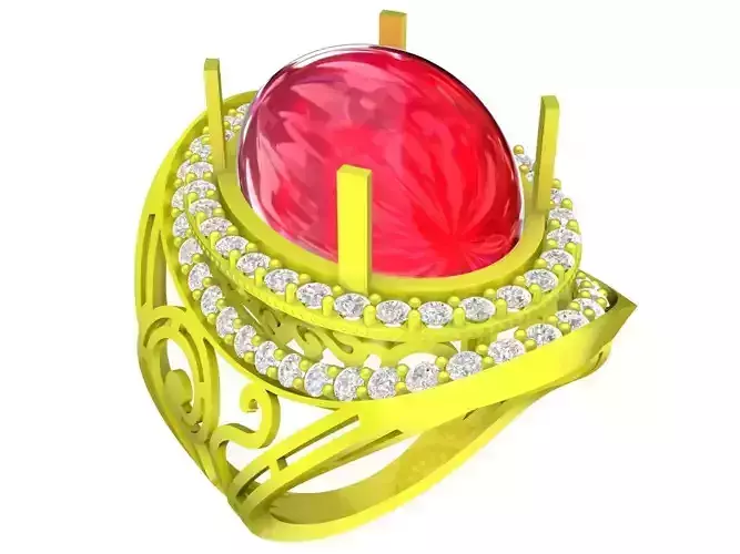 A5601 Diamond Women Ring Oval Ruby Ring