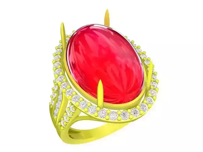 A5602 Diamond Women Ring Asian Oval Ruby Ring