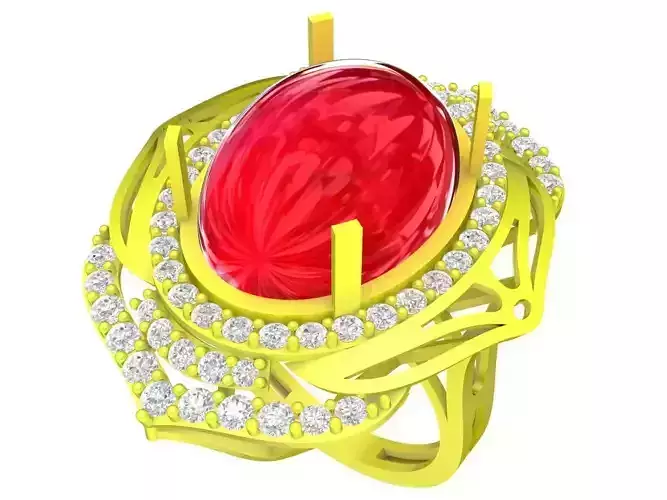 A5603 Diamond Women Ring Oval Ruby Ring