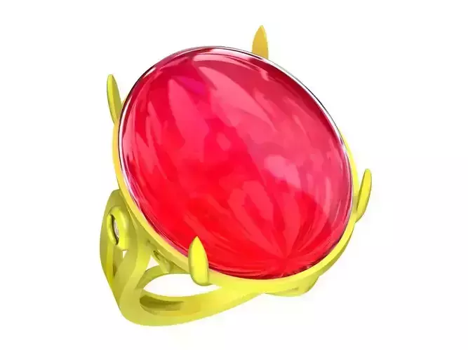 A5604 Diamond Women Ring Asian Oval Ruby Ring 3D Model