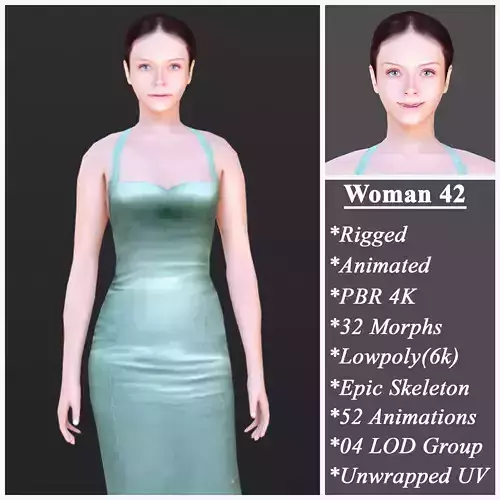 Woman 42 With 52 Animations 32 Morphs