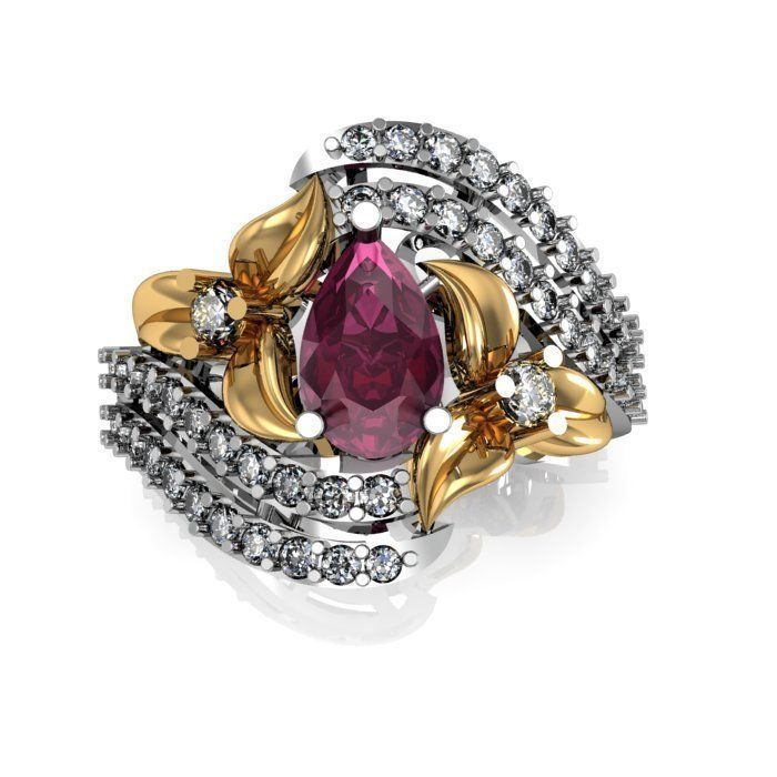 ruby daimond ring 3D print model_3