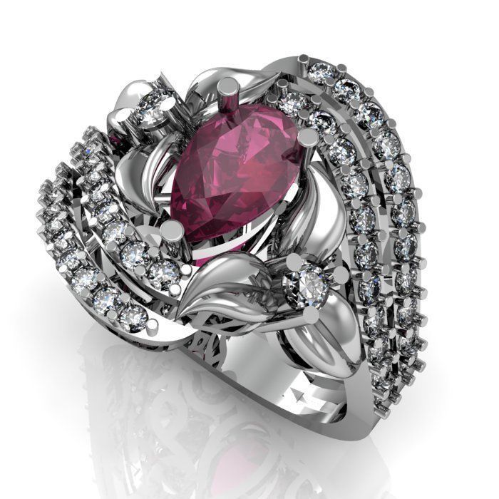 ruby daimond ring 3D print model_1