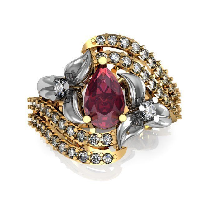 ruby daimond ring 3D print model_2