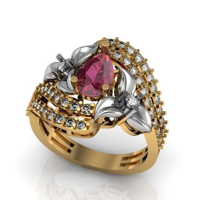 ruby daimond ring 3D print model_5