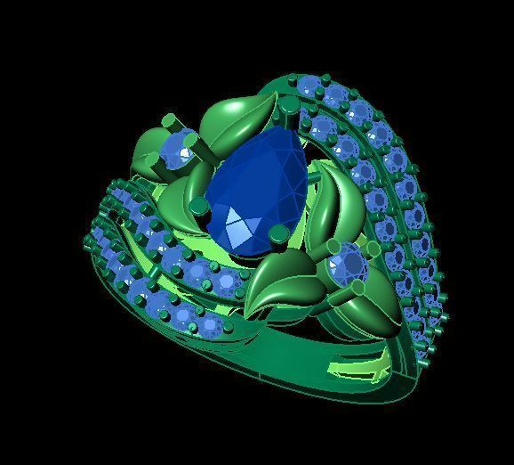 ruby daimond ring 3D print model_6