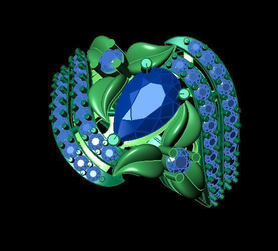 ruby daimond ring 3D print model_7