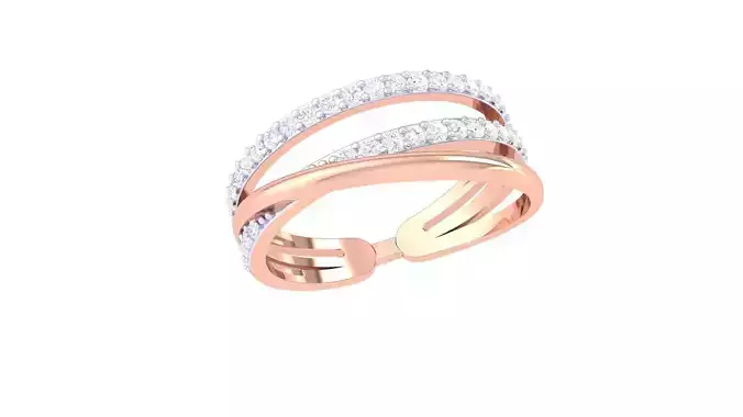 Wire High Jewelry Diamond Cocktail Ring 3dm stl obj mtl 