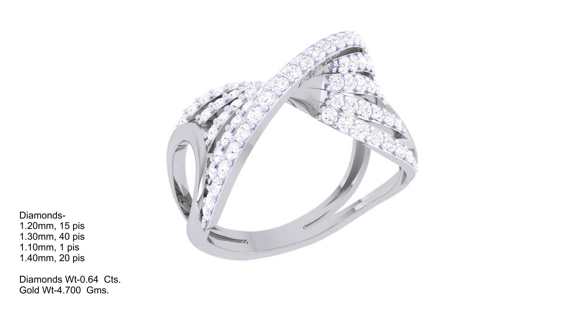 Wire High Jewelry Diamond Cocktail Ring 3dm stl obj mtl 3D print model_2