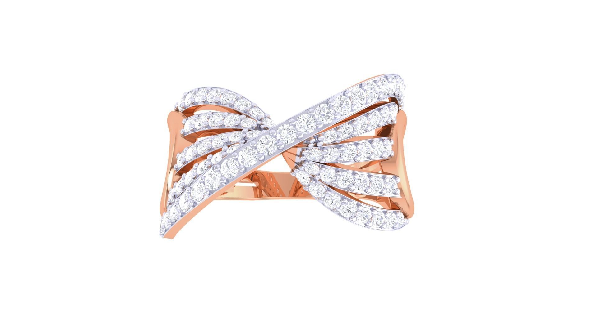 Wire High Jewelry Diamond Cocktail Ring 3dm stl obj mtl 3D print model_8