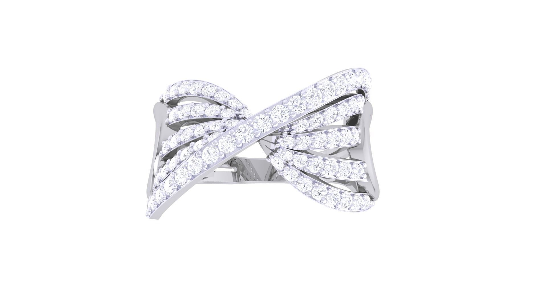 Wire High Jewelry Diamond Cocktail Ring 3dm stl obj mtl 3D print model_7