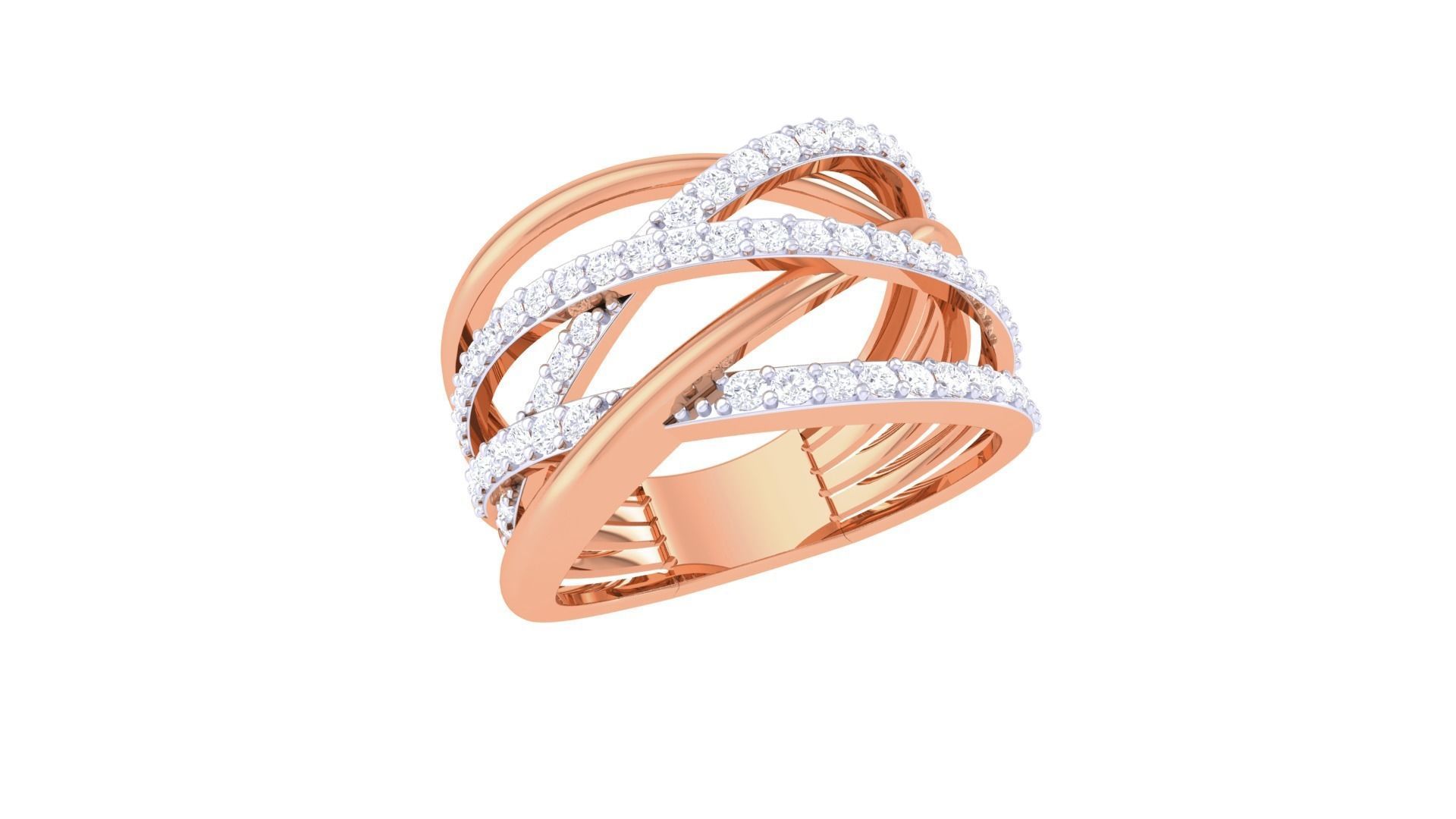 Wire High Jewelry Diamond Cocktail Ring 3dm stl obj mtl 3D print model_6