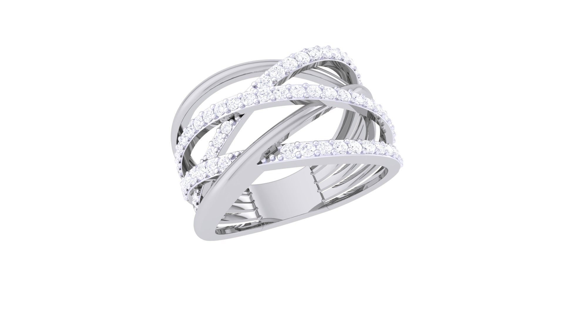 Wire High Jewelry Diamond Cocktail Ring 3dm stl obj mtl 3D print model_5