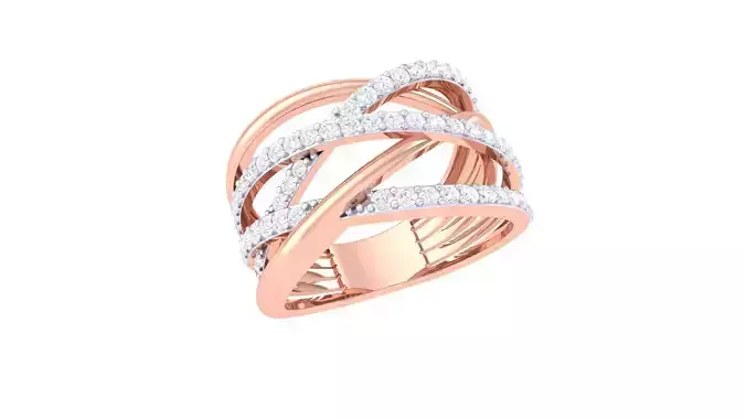 Wire High Jewelry Diamond Cocktail Ring 3dm stl obj mtl 3D print model