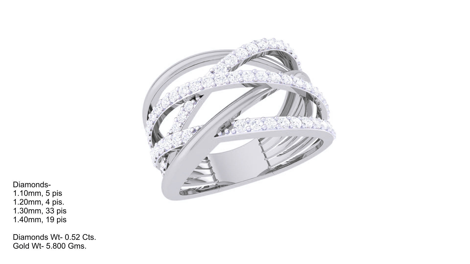 Wire High Jewelry Diamond Cocktail Ring 3dm stl obj mtl 3D print model_2