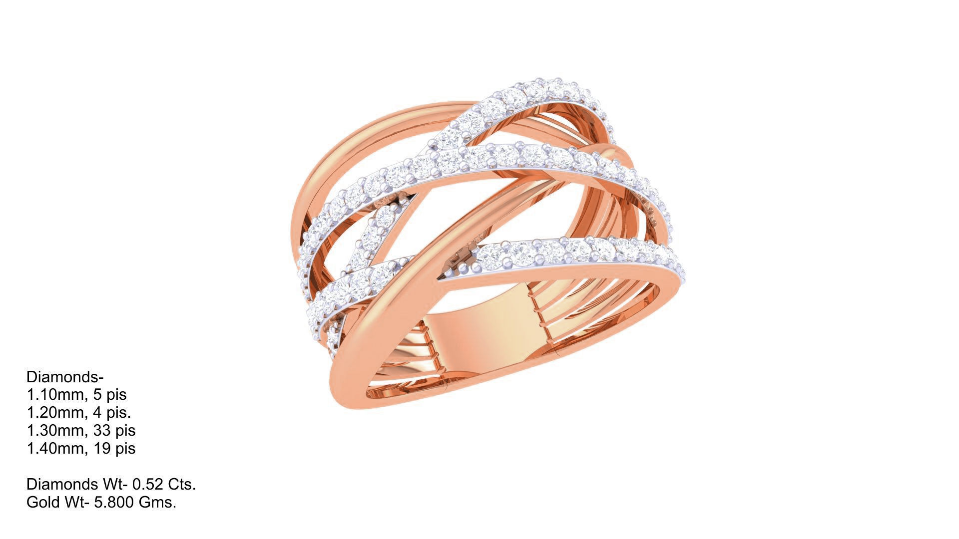 Wire High Jewelry Diamond Cocktail Ring 3dm stl obj mtl 3D print model_3