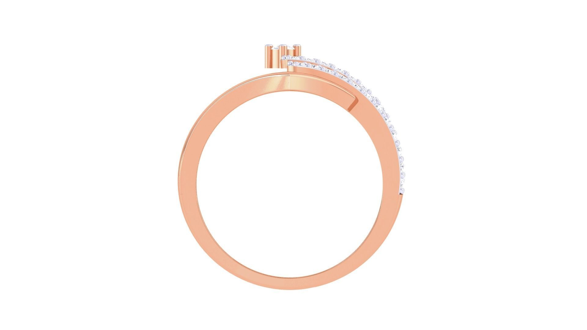 Wire High Jewelry Diamond Cocktail Ring 3dm stl obj mtl 3D print model_12