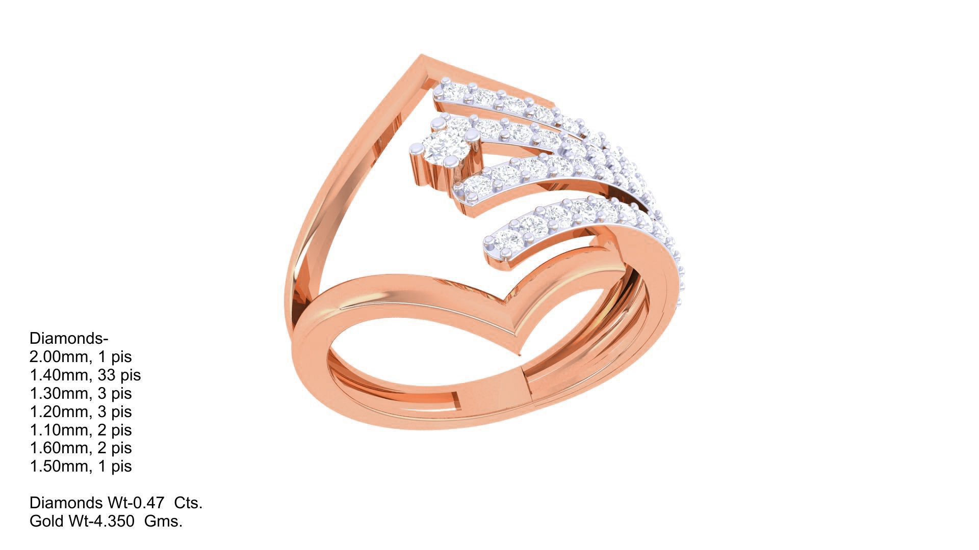 Wire High Jewelry Diamond Cocktail Ring 3dm stl obj mtl 3D print model_2