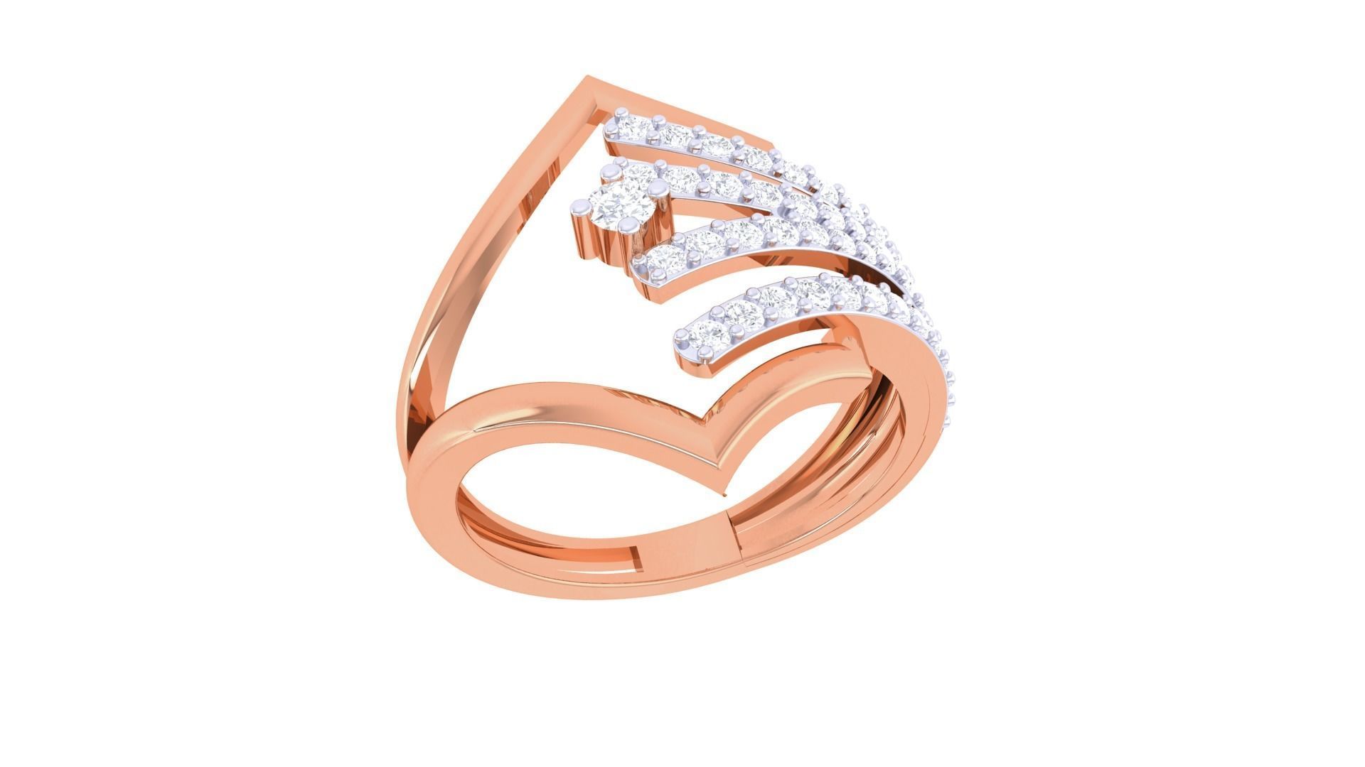 Wire High Jewelry Diamond Cocktail Ring 3dm stl obj mtl 3D print model_6