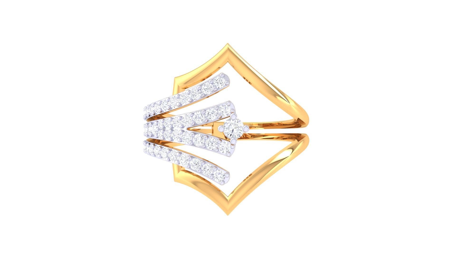 Wire High Jewelry Diamond Cocktail Ring 3dm stl obj mtl 3D print model_7