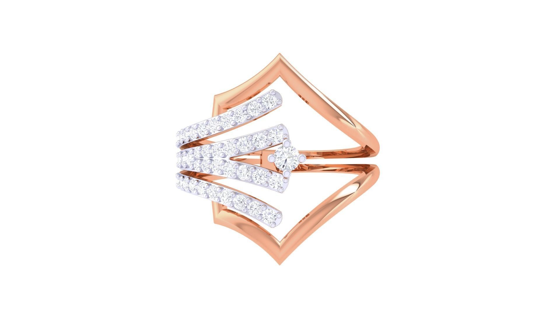 Wire High Jewelry Diamond Cocktail Ring 3dm stl obj mtl 3D print model_8