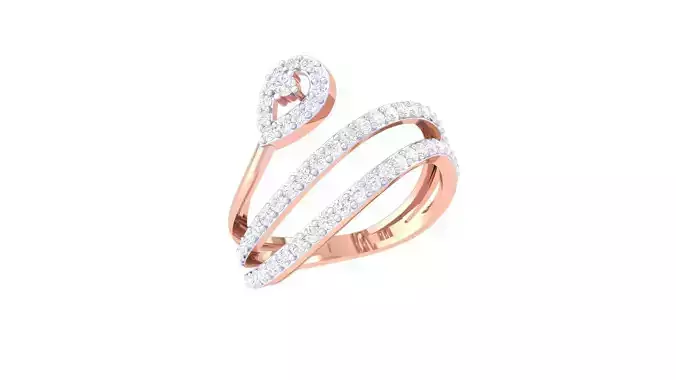 Wire High Jewelry Diamond Cocktail Ring 3dm stl obj mtl