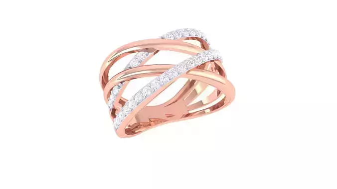 Wire High Jewelry Diamond Cocktail Ring 3dm stl obj mtl 3D print model